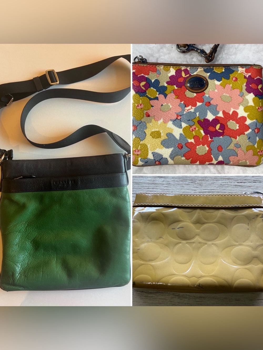 Upcycled COACH Multicolor Floral Leather Key & Card Holder Charm with Crystal - Picture 5 of 5